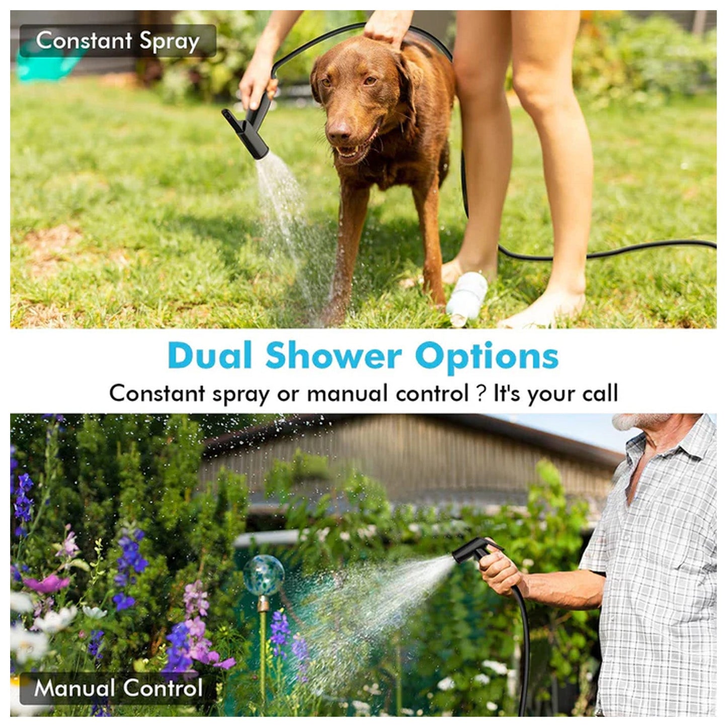 Dr. Prepare Portable Camping Shower with Air Pump & Press-Type Nozzle, 4 Gal, Black