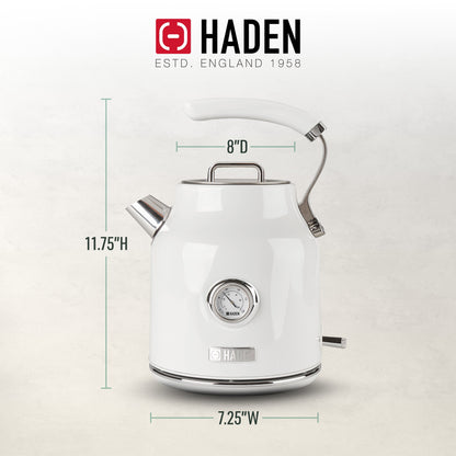 Haden Dorset 1.7 Liter Electric Water Kettle w/ 360-Degree Base, Ivory & Chrome