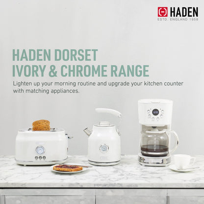 Haden Dorset 1.7 Liter Electric Water Kettle w/ 360-Degree Base, Ivory & Chrome