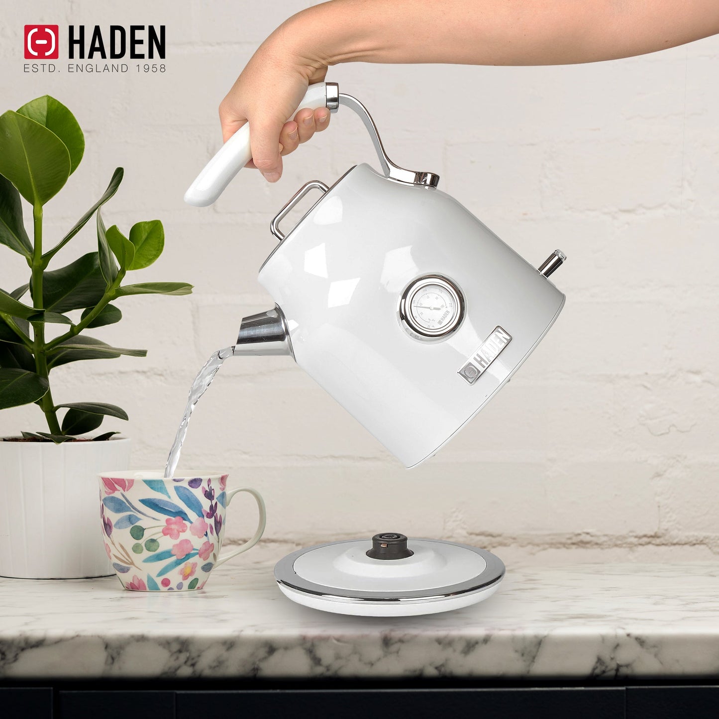 Haden Dorset 1.7 Liter Electric Water Kettle w/ 360-Degree Base, Ivory & Chrome