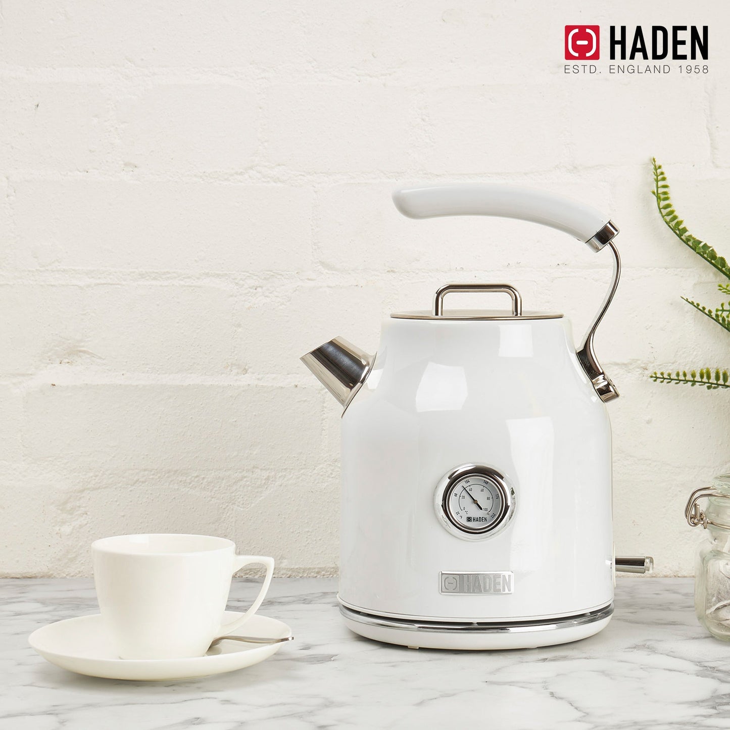 Haden Dorset 1.7 Liter Electric Water Kettle w/ 360-Degree Base, Ivory & Chrome