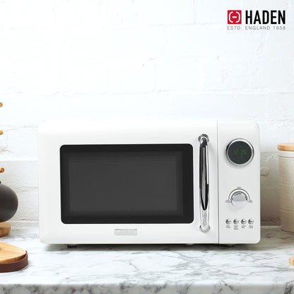 Haden 700 Watt 0.7 Cubic Foot Microwave Oven with Digital Controls, Ivory/Chrome