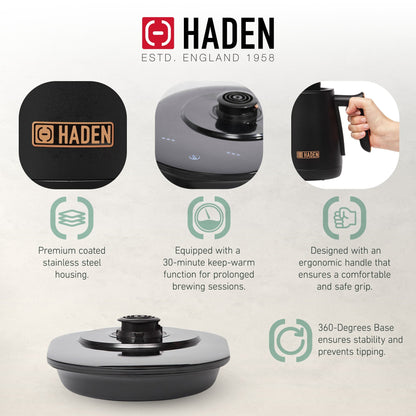 Haden Electric Tea Kettle, Gooseneck Hot Water Boiler, 0.6L Teapot, Black/Copper