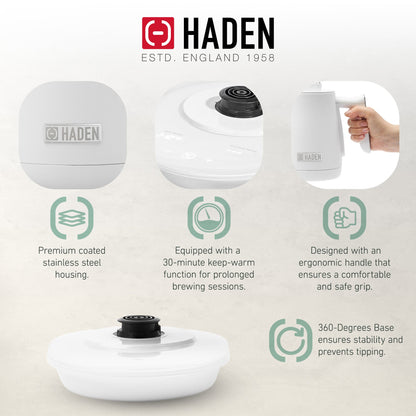 Haden Electric Tea Kettle, Gooseneck Hot Water Boiler, 0.6L Teapot, Ivory/Chrome