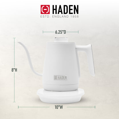Haden Electric Tea Kettle, Gooseneck Hot Water Boiler, 0.6L Teapot, Ivory/Chrome
