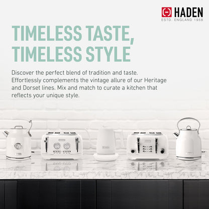 Haden Electric Tea Kettle, Gooseneck Hot Water Boiler, 0.6L Teapot, Ivory/Chrome