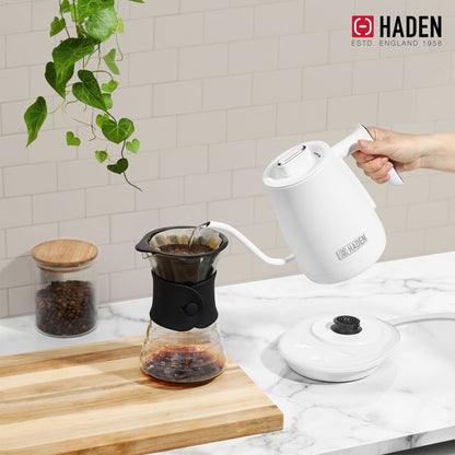 Haden Electric Tea Kettle, Gooseneck Hot Water Boiler, 0.6L Teapot, Ivory/Chrome