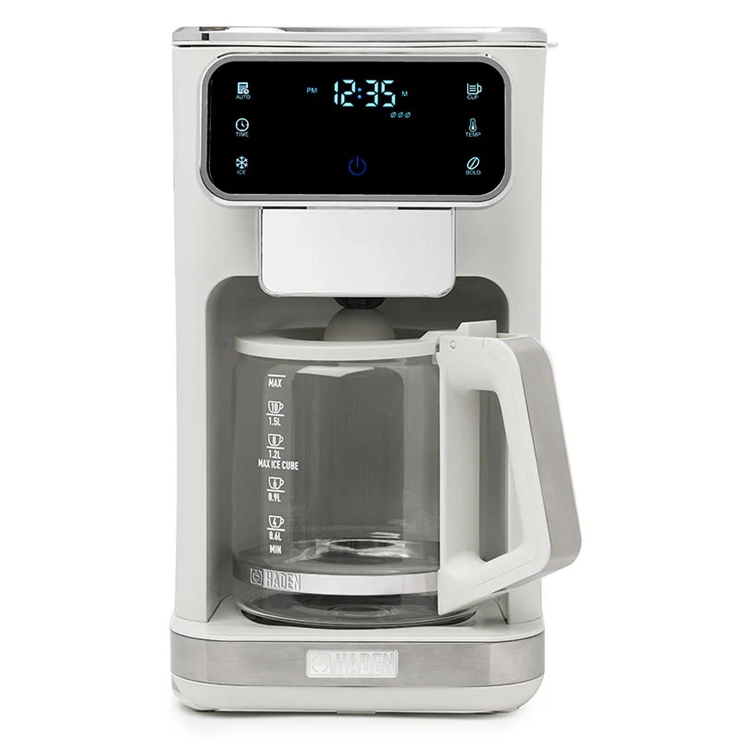Haden Dual Brew 10 Cup Hot & Ice Programmable Digital Coffee Maker, Ivory/Chrome