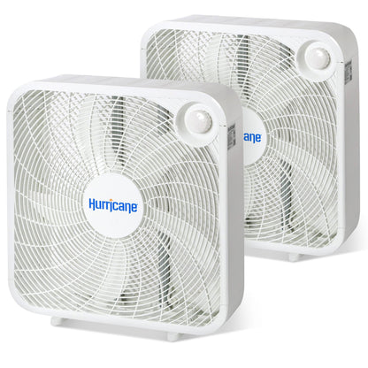 Hurricane 20" Classic Series Floor Box Fan with 3 Speed Settings, 2 Pack, White