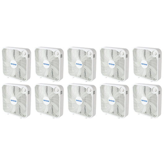 Hurricane 20" Classic Series Floor Box Fan with 3 Speed Settings, 10 Pack, White