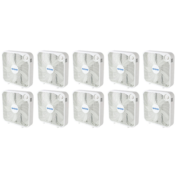 Hurricane 20" Classic Series Floor Box Fan with 3 Speed Settings, 10 Pack, White