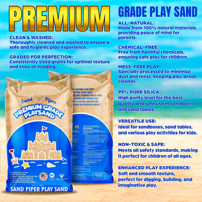 SandPiper 50lb Premium Grade Multi-Use Play Sand, Chemical Free Formula, 3 Pack