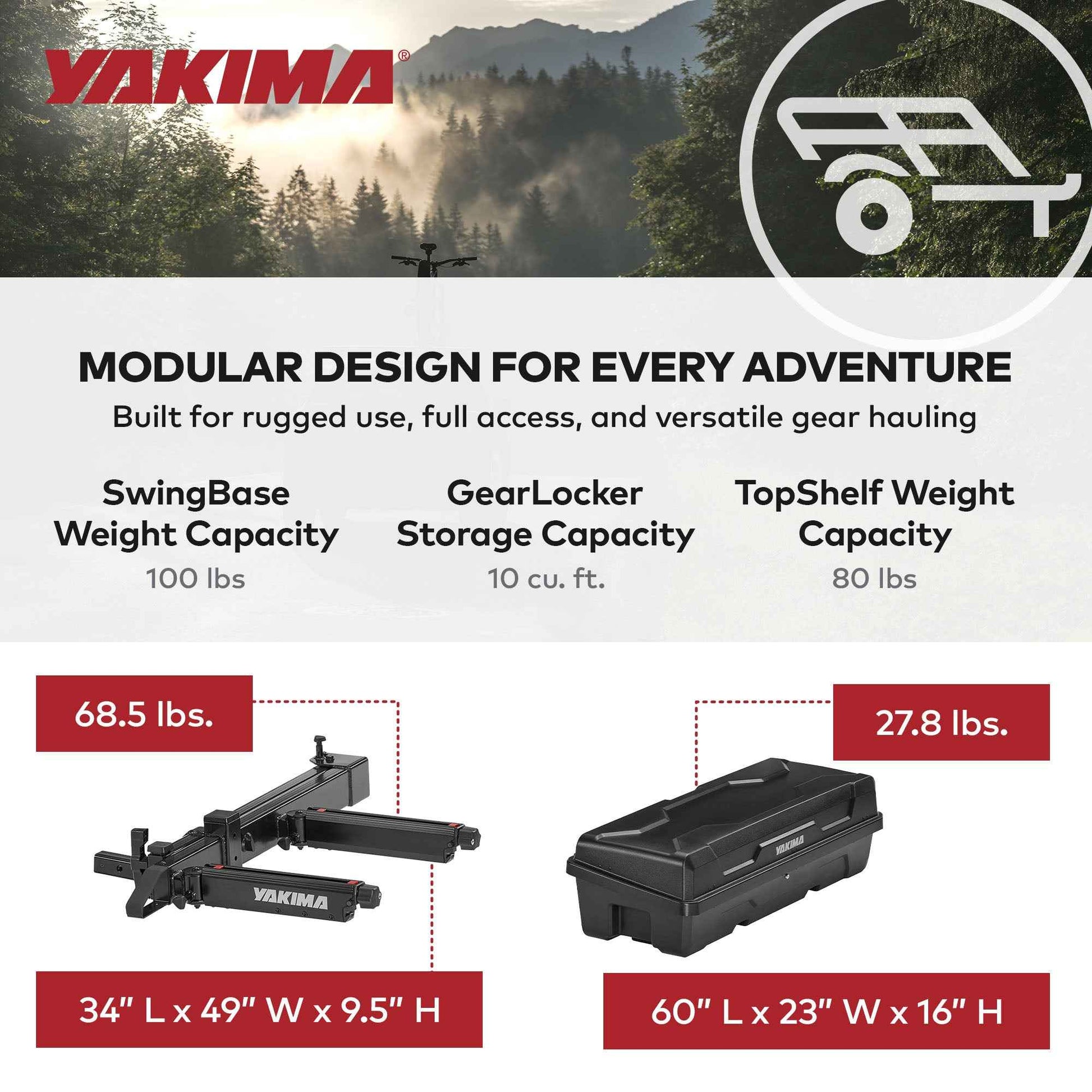 Yakima EXO SwingBase Hitch Base Rack & EXO GearLocker Vehicle Rooftop Cargo Box