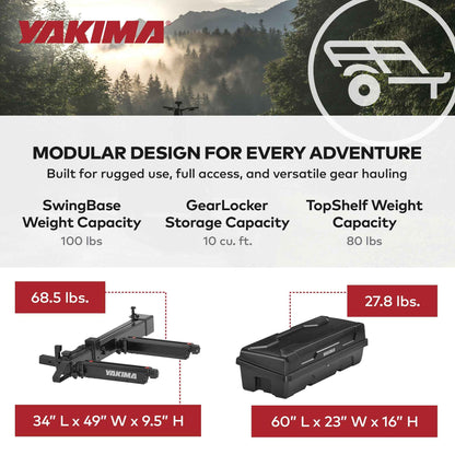 Yakima EXO SwingBase Hitch Base Rack & EXO GearLocker Vehicle Rooftop Cargo Box