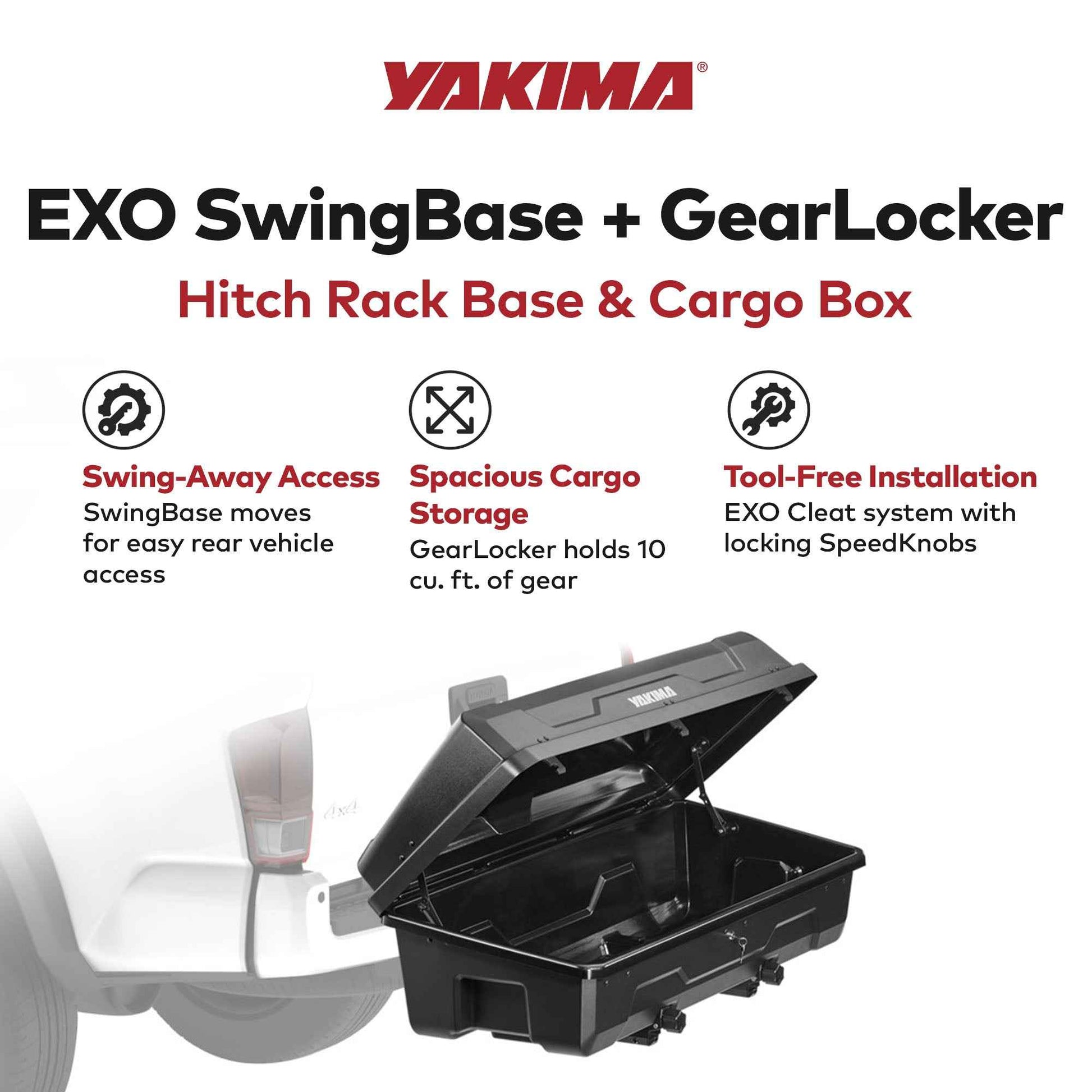Yakima EXO SwingBase Hitch Base Rack & EXO GearLocker Vehicle Rooftop Cargo Box
