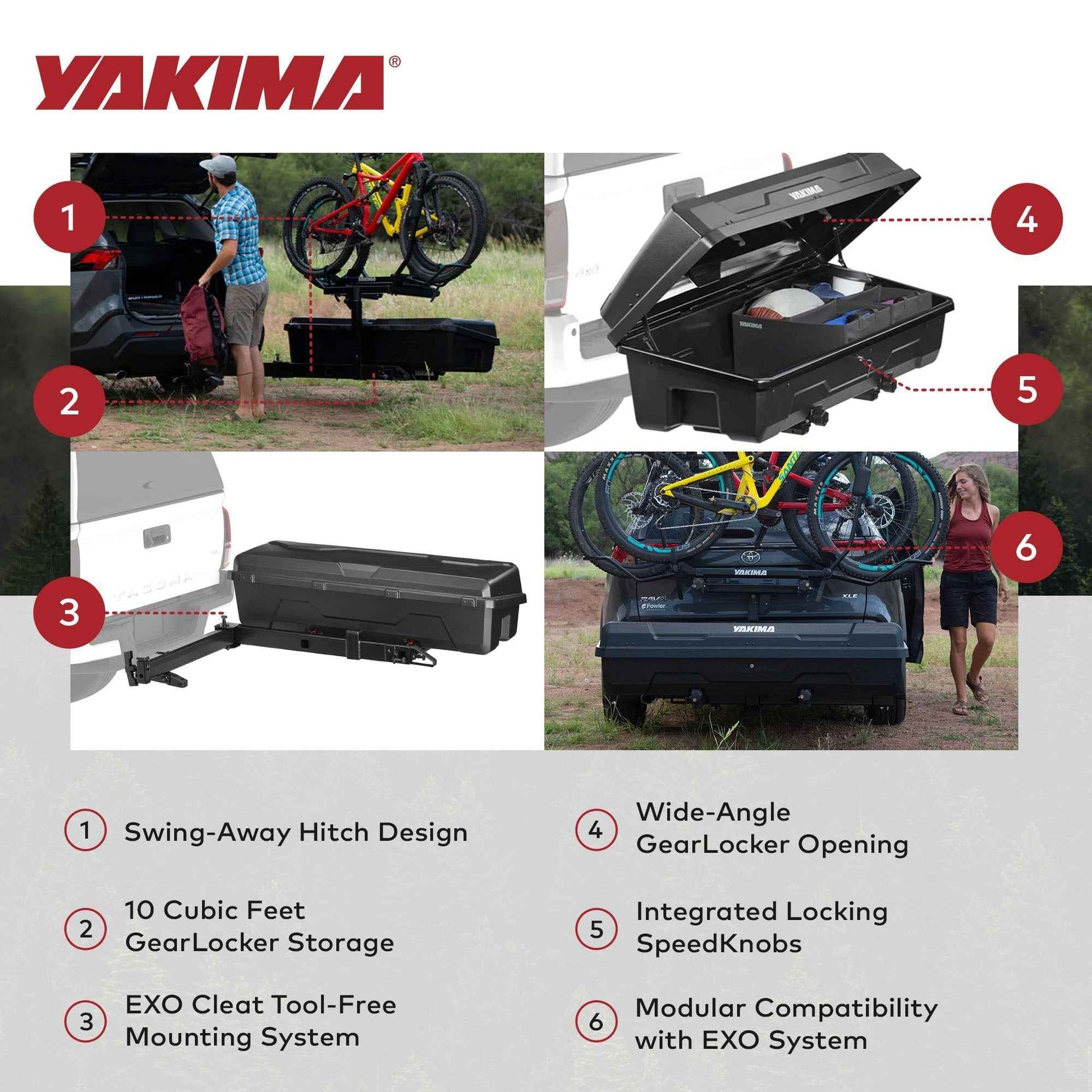 Yakima EXO SwingBase Hitch Base Rack & EXO GearLocker Vehicle Rooftop Cargo Box