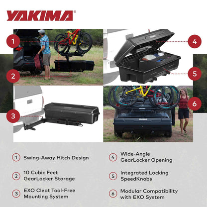 Yakima EXO SwingBase Hitch Base Rack & EXO GearLocker Vehicle Rooftop Cargo Box
