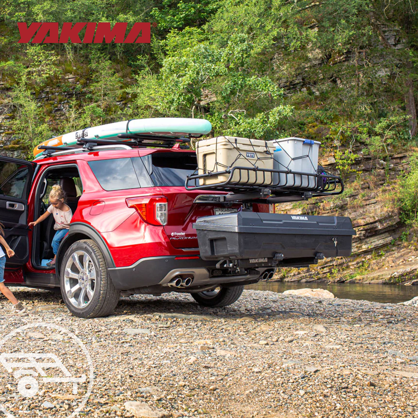 Yakima EXO SwingBase, GearLocker Box, TopShelf Rack and GearWarrior Basket Mount - Find Fresh Goods