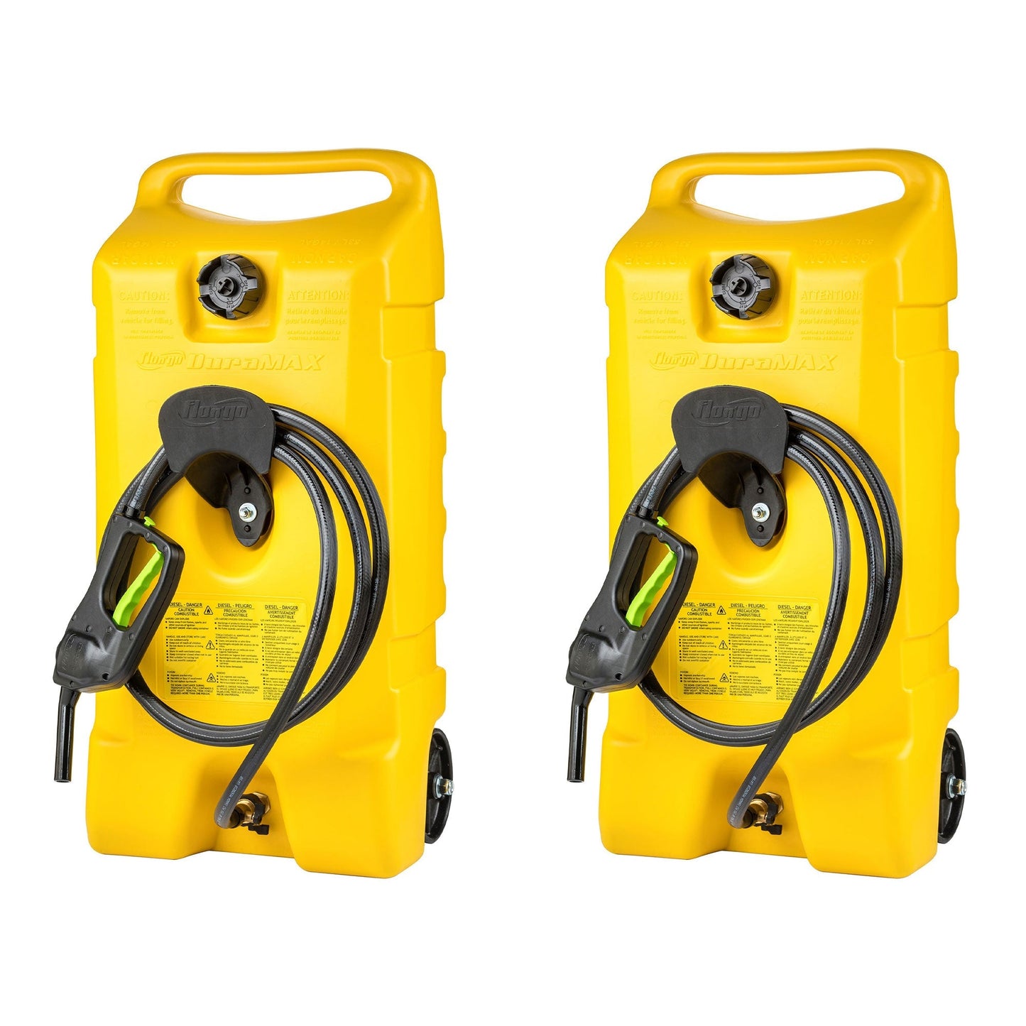 Scepter Flo N Go Duramax 14 Gal Diesel Fuel Tank Container Pump, 2 Pack, Yellow