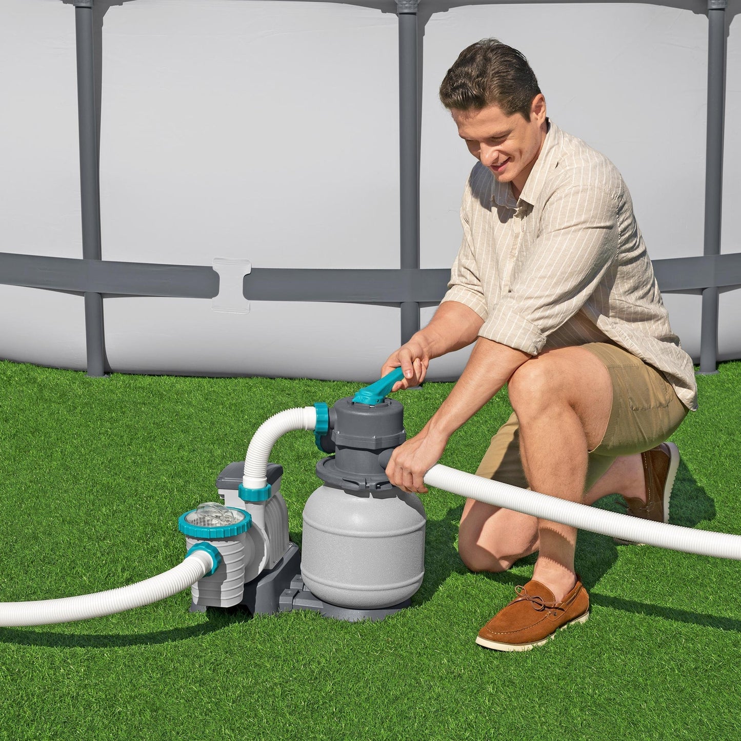 Bestway 1,500 Gallon Sand Filter Pump for Above Ground Outdoor Swimming Pools