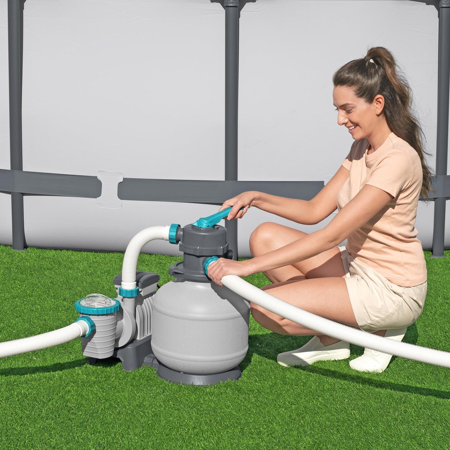 Bestway 2,200 Gallon Sand Filter Pump for Above Ground Outdoor Swimming Pools