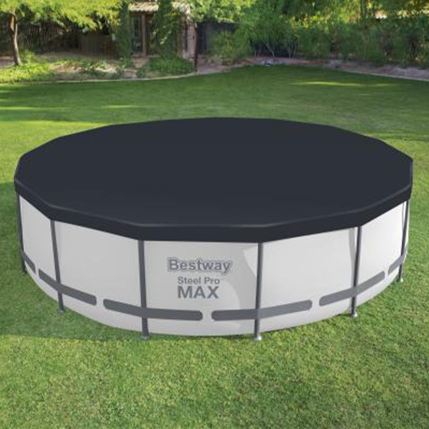 Bestway Round Pool Cover for 15 Foot Above Ground Pools, Black (Cover Only)