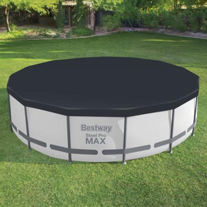Bestway Round Pool Cover for 15 Foot Above Ground Pools, Black (Cover Only)