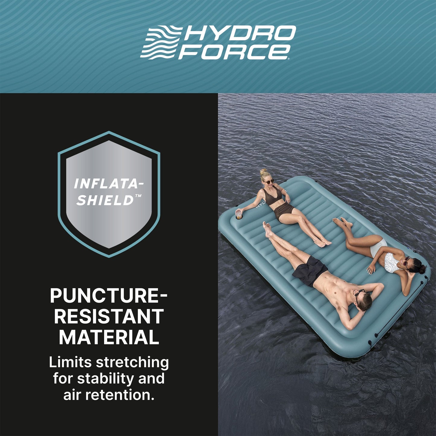 Bestway Hydro-Force Sun Soaker Inflatable 4 Person Water Float Platform Lounger