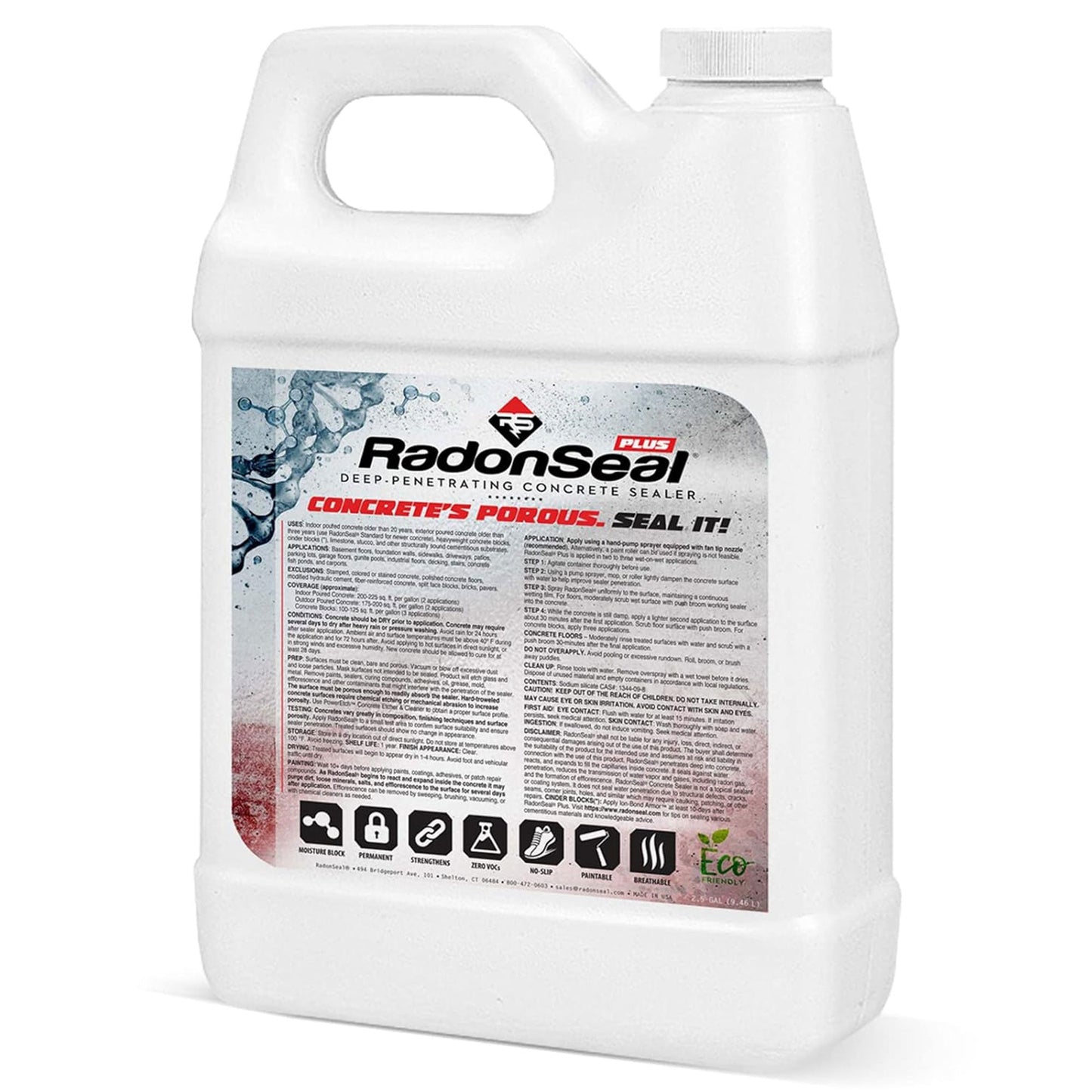 RadonSeal Deep Penetrating Concrete Sealer for Basement Walls (2.5 Gallons)