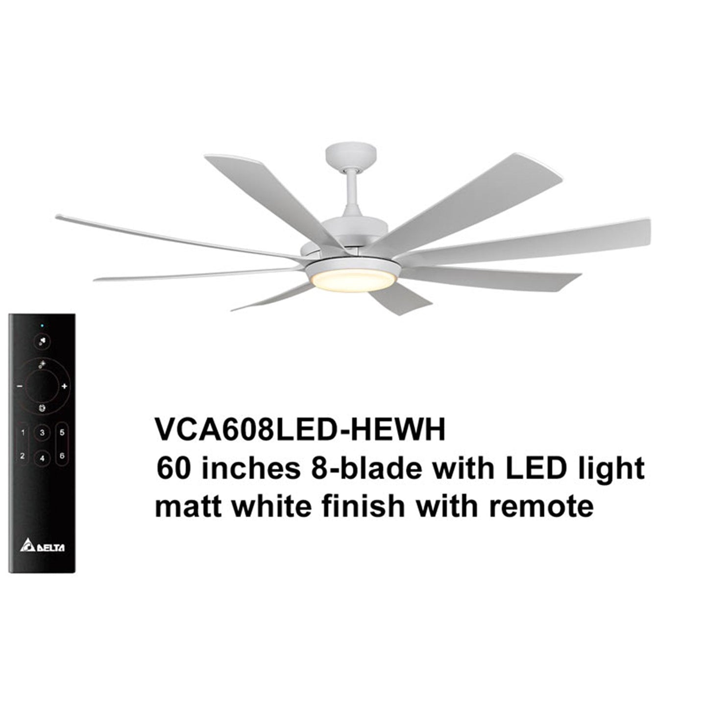 Delta Breez Rio Vista 60" Ceiling Fan with LED, Remote, Indoor/Outdoor, White