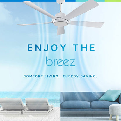Delta Breez Pleasanton 60" Ceiling Fan with LED, Remote, Indoor/Outdoor, White