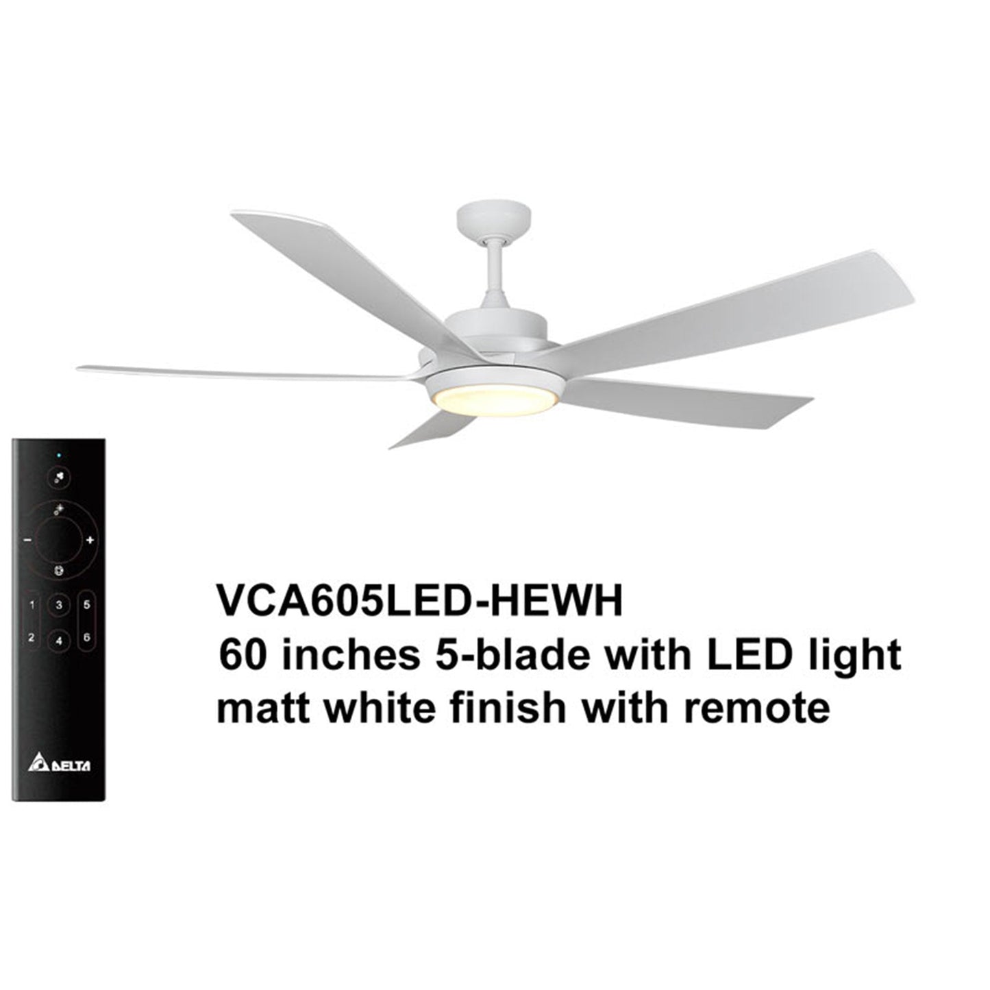 Delta Breez Pleasanton 60" Ceiling Fan with LED, Remote, Indoor/Outdoor, White
