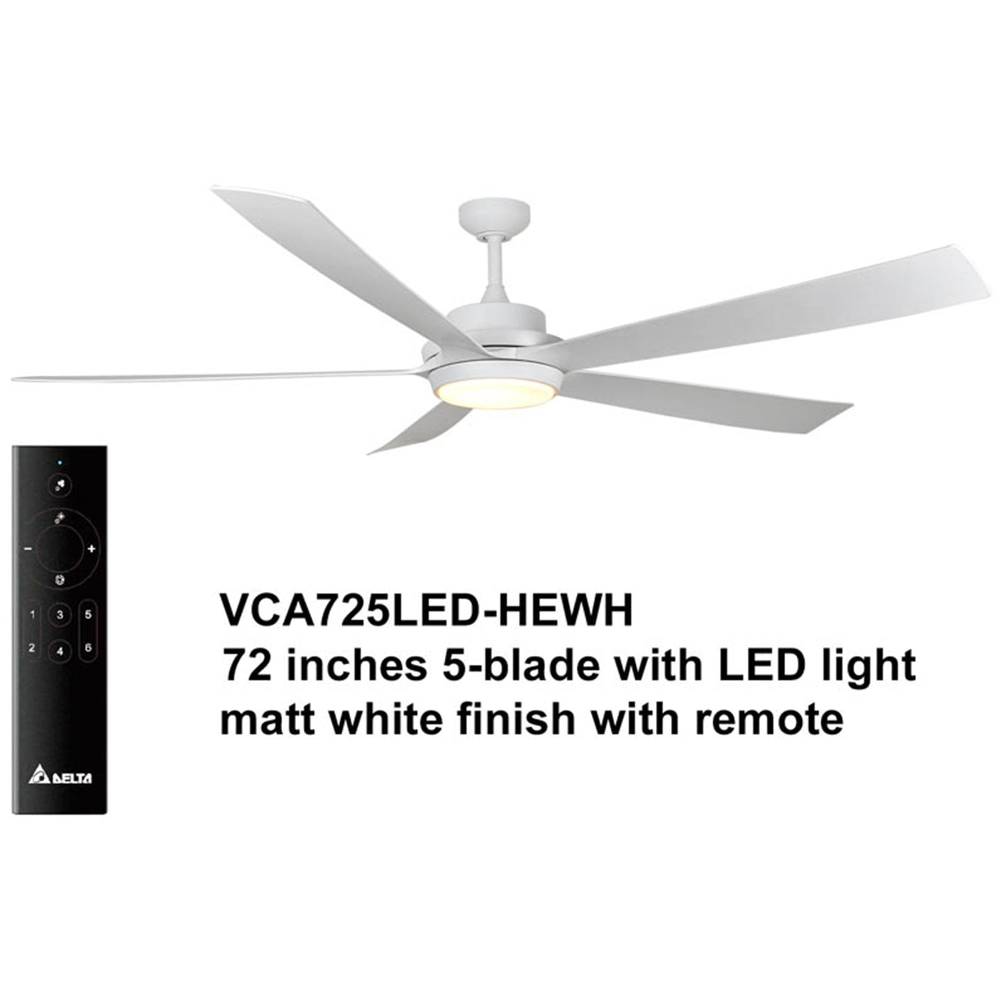 Delta Breez Pleasanton 72" Ceiling Fan with LED, Remote, Indoor/Outdoor, White