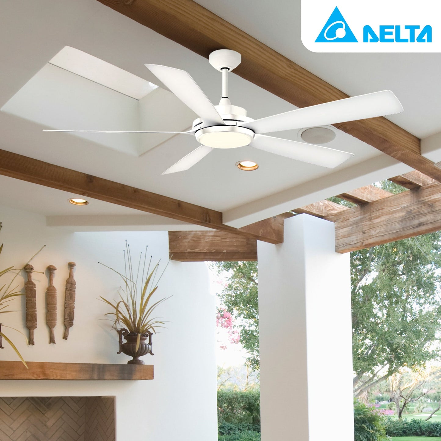 Delta Breez Pleasanton 72" Ceiling Fan with LED, Remote, Indoor/Outdoor, White