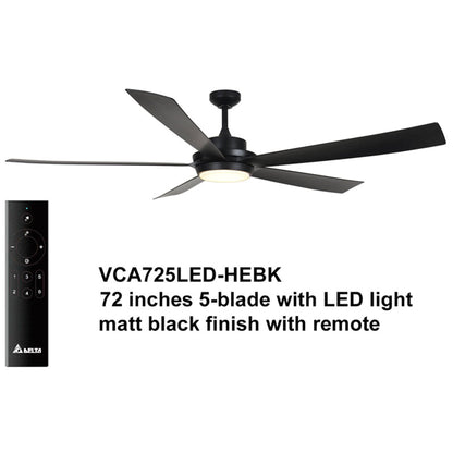 Delta Breez Pleasanton 72" Ceiling Fan with LED, Remote, Indoor/Outdoor, Black