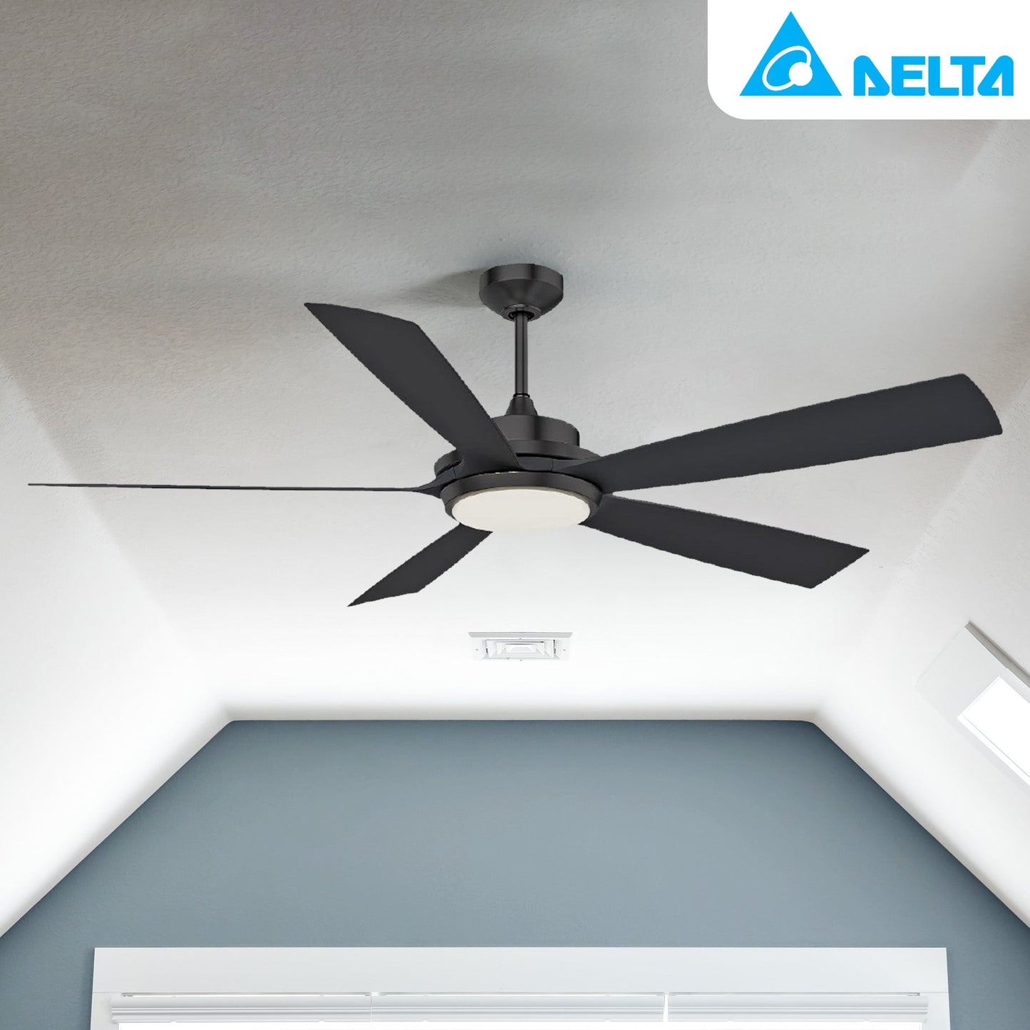 Delta Breez Pleasanton 72" Ceiling Fan with LED, Remote, Indoor/Outdoor, Black
