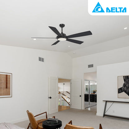 Delta Breez Pleasanton 72" Ceiling Fan with LED, Remote, Indoor/Outdoor, Black