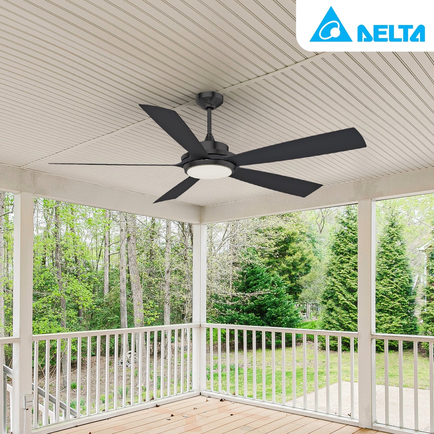Delta Breez Pleasanton 72" Ceiling Fan with LED, Remote, Indoor/Outdoor, Black