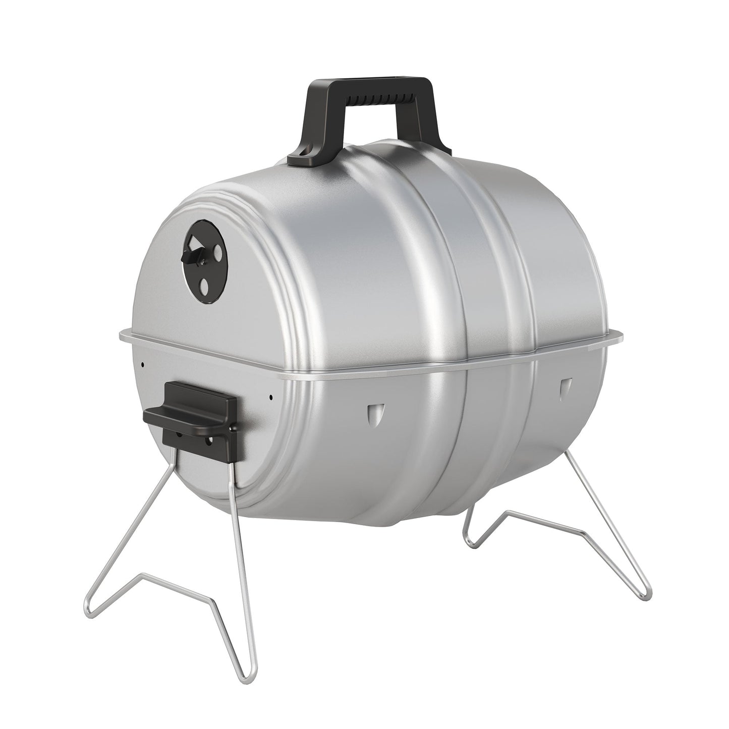 Americana Grills Keg A Que Charcoal BBQ Portable Grill, 186 Square Inch, Silver
