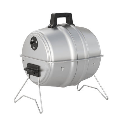 Americana Grills Keg A Que Charcoal BBQ Portable Grill, 186 Square Inch, Silver