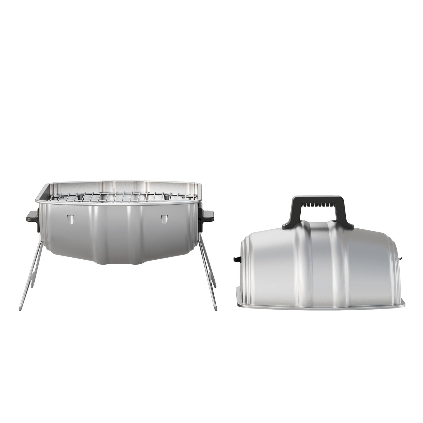 Americana Grills Keg A Que Charcoal BBQ Portable Grill, 186 Square Inch, Silver