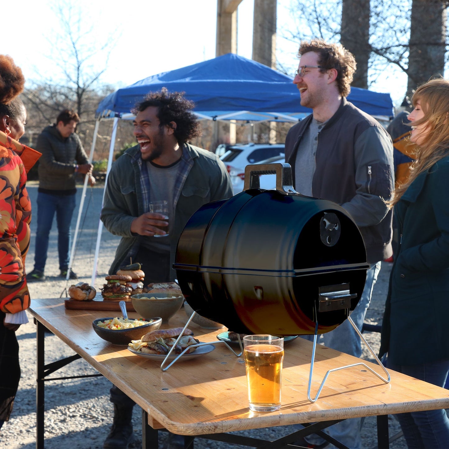 Americana Grills Keg A Que Charcoal BBQ Portable Grill, 186 Square Inch, Black