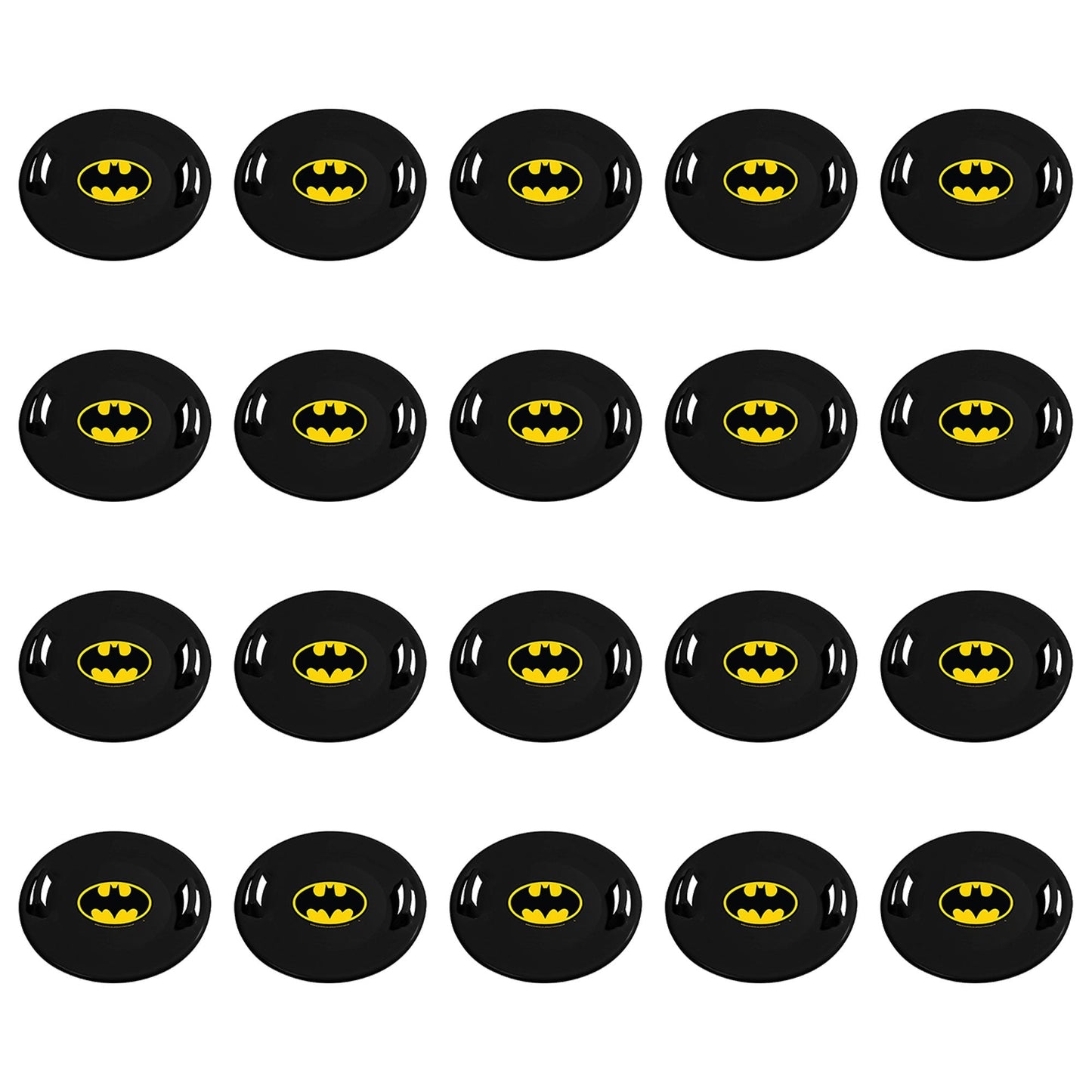 Slippery Racer Downhill Pro Batman Plastic Saucer Disc Snow Sled, 20 Pack, Black