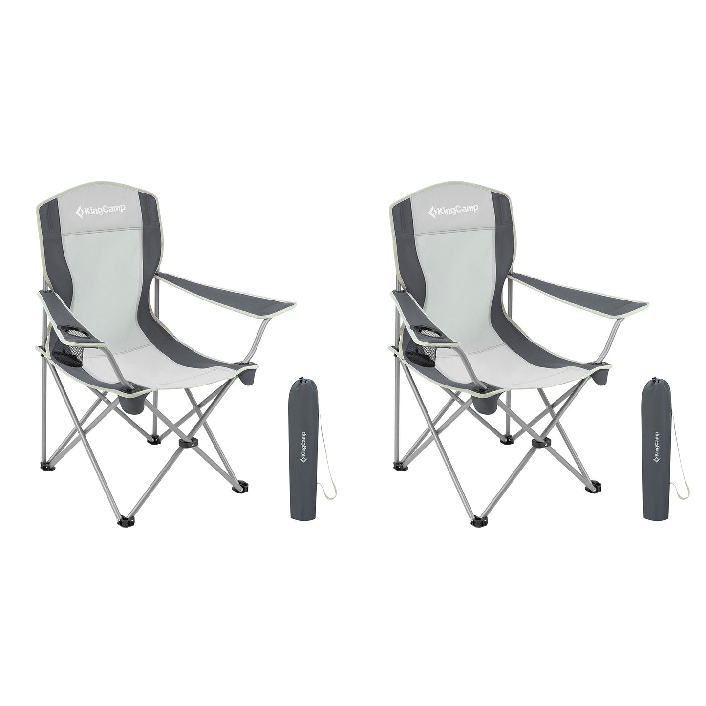 KingCamp Lightweight Foldable Outdoor Camping Lounger Chair, 2 Pack, Black/Grey