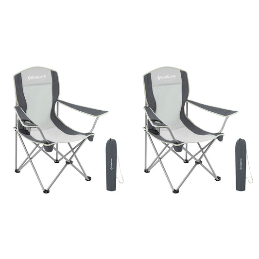 KingCamp Lightweight Foldable Outdoor Camping Lounger Chair, 2 Pack, Black/Grey