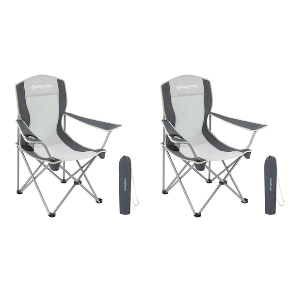 KingCamp Lightweight Foldable Outdoor Camping Lounger Chair, 2 Pack, Black/Grey