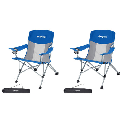 KingCamp Lightweight Foldable Outdoor Camping Lounger Chair, 2 Pack, Blue/Grey