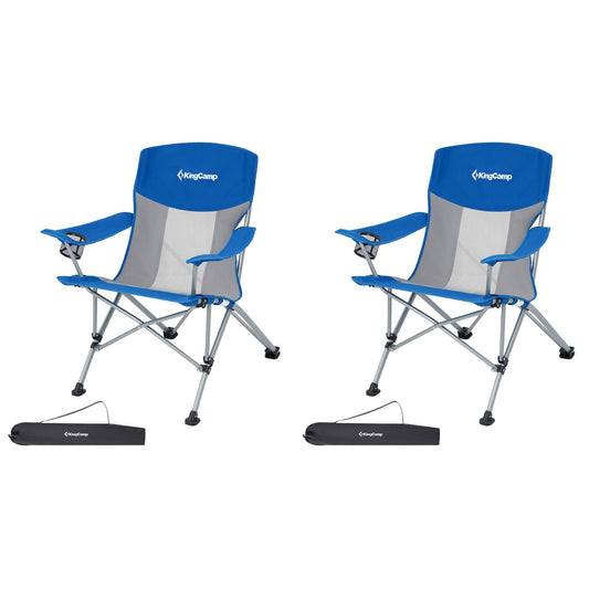 KingCamp Lightweight Foldable Outdoor Camping Lounger Chair, 2 Pack, Blue/Grey