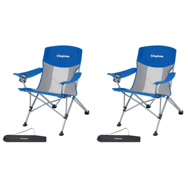 KingCamp Lightweight Foldable Outdoor Camping Lounger Chair, 2 Pack, Blue/Grey