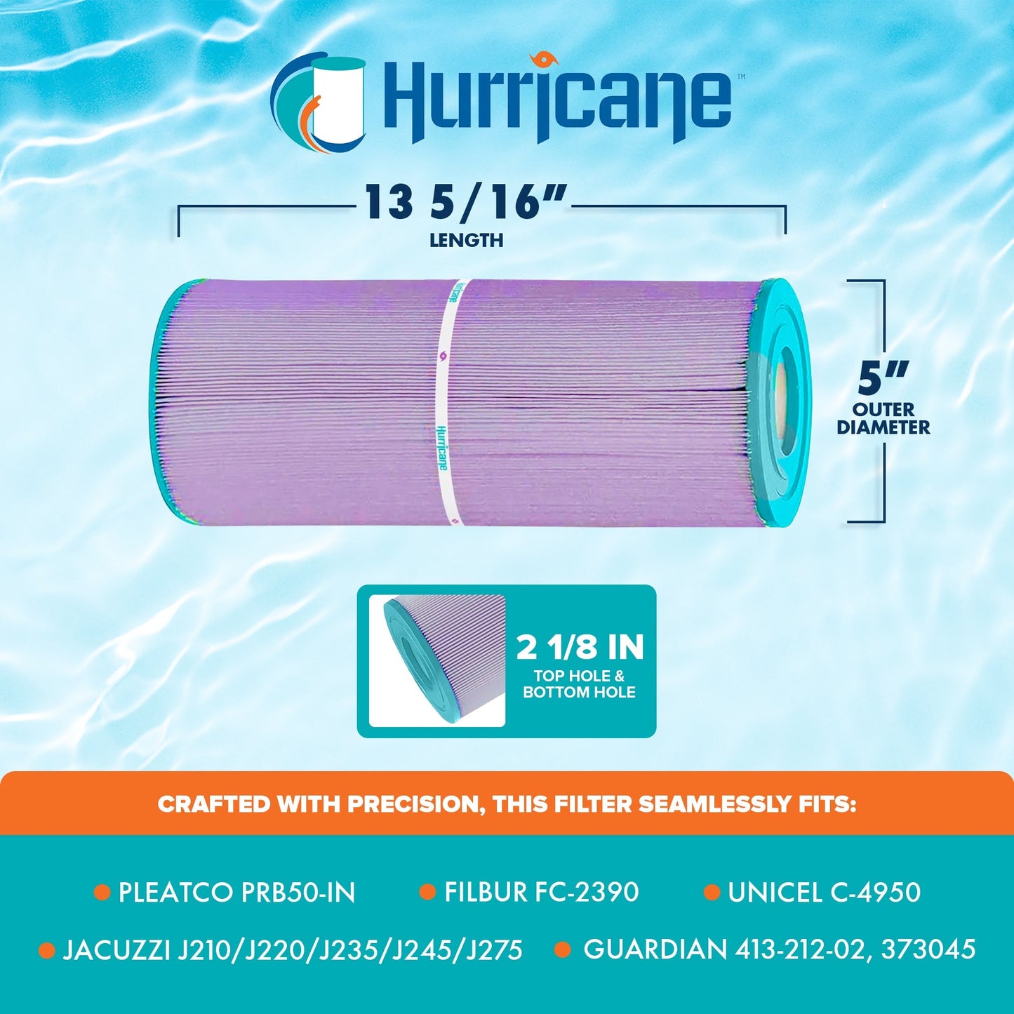 Hurricane Filters HF4950 Platinum Purple Spa Filter Cartridge Replacement, 2 Pk